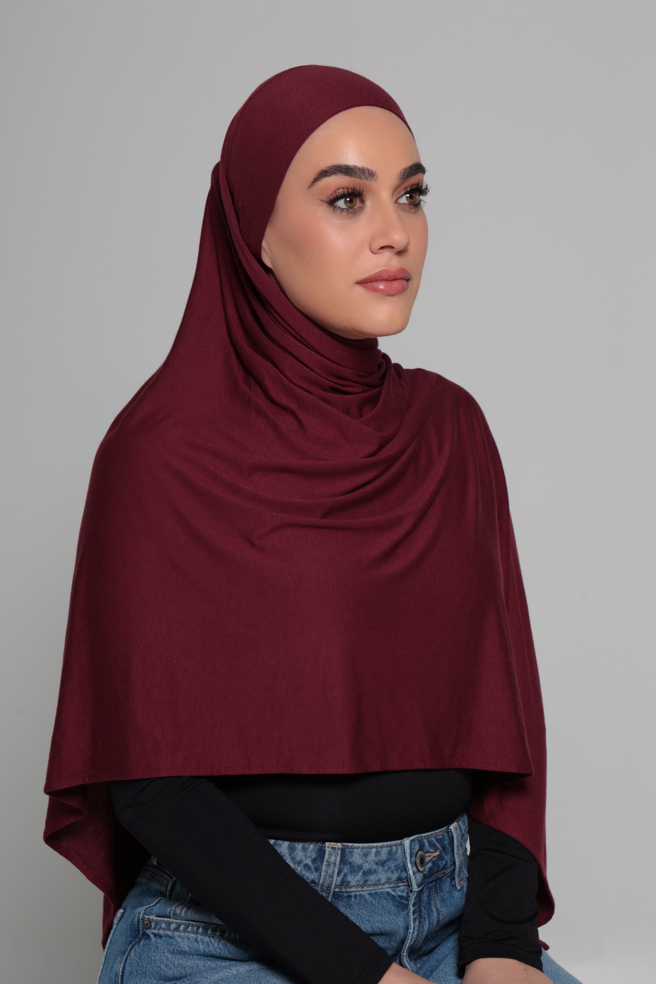 Wine Jersey Tie Hijab