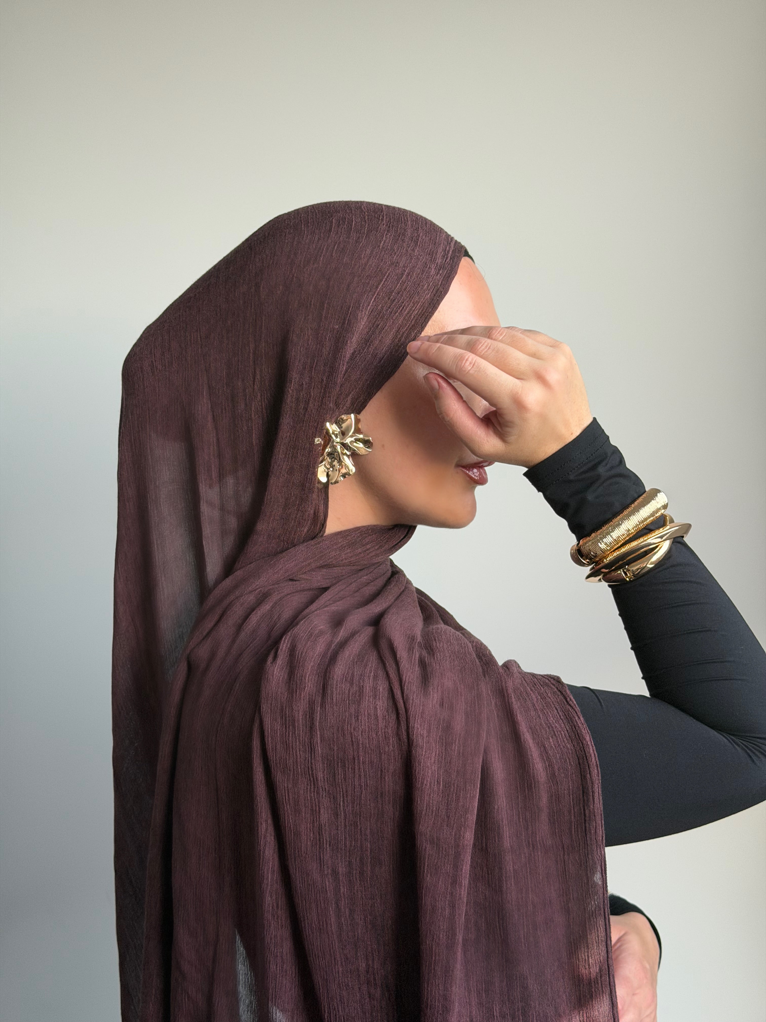 Plum Rayon crinkle hijab