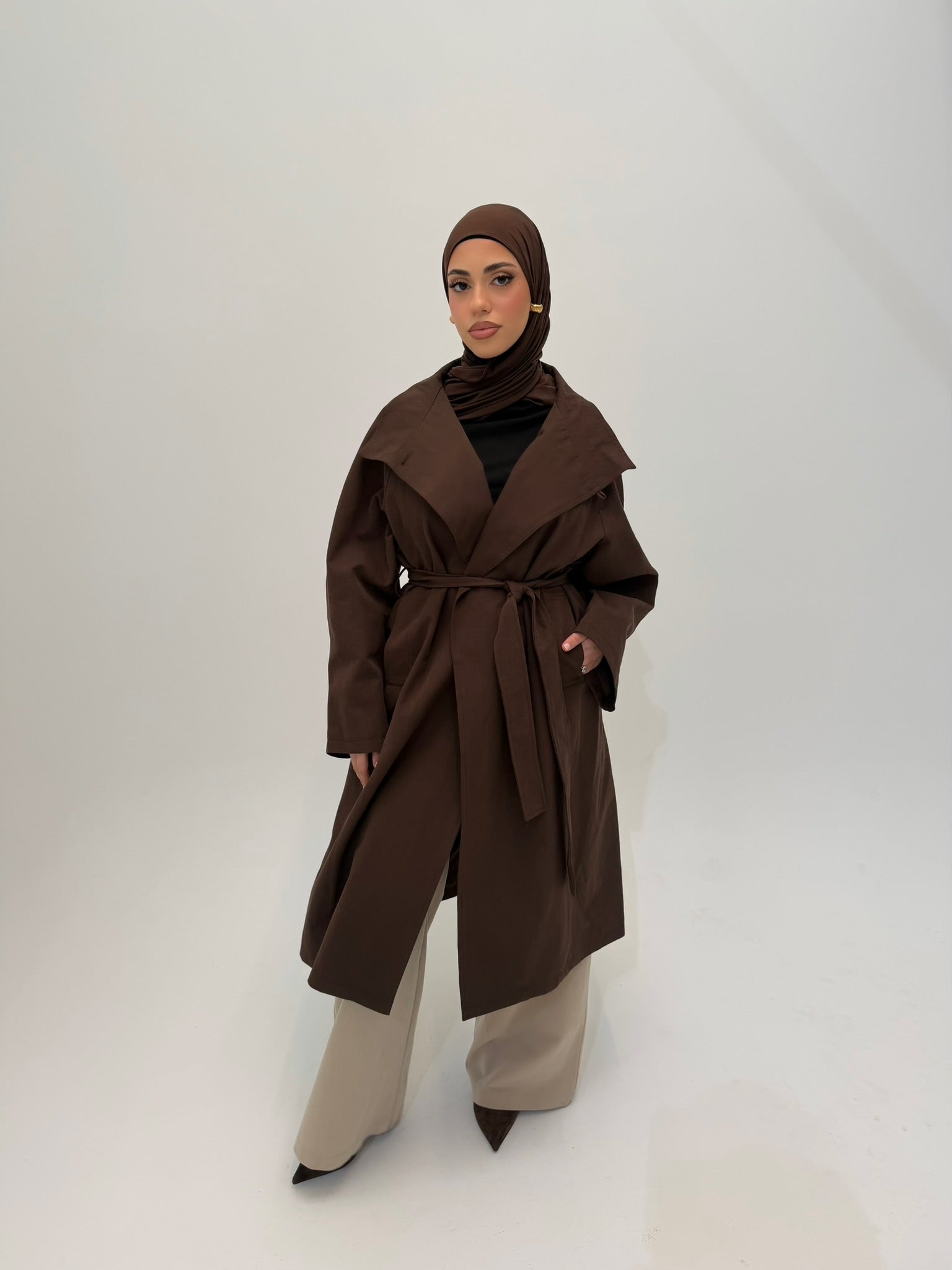 Amara Trench Coat- Chocolate