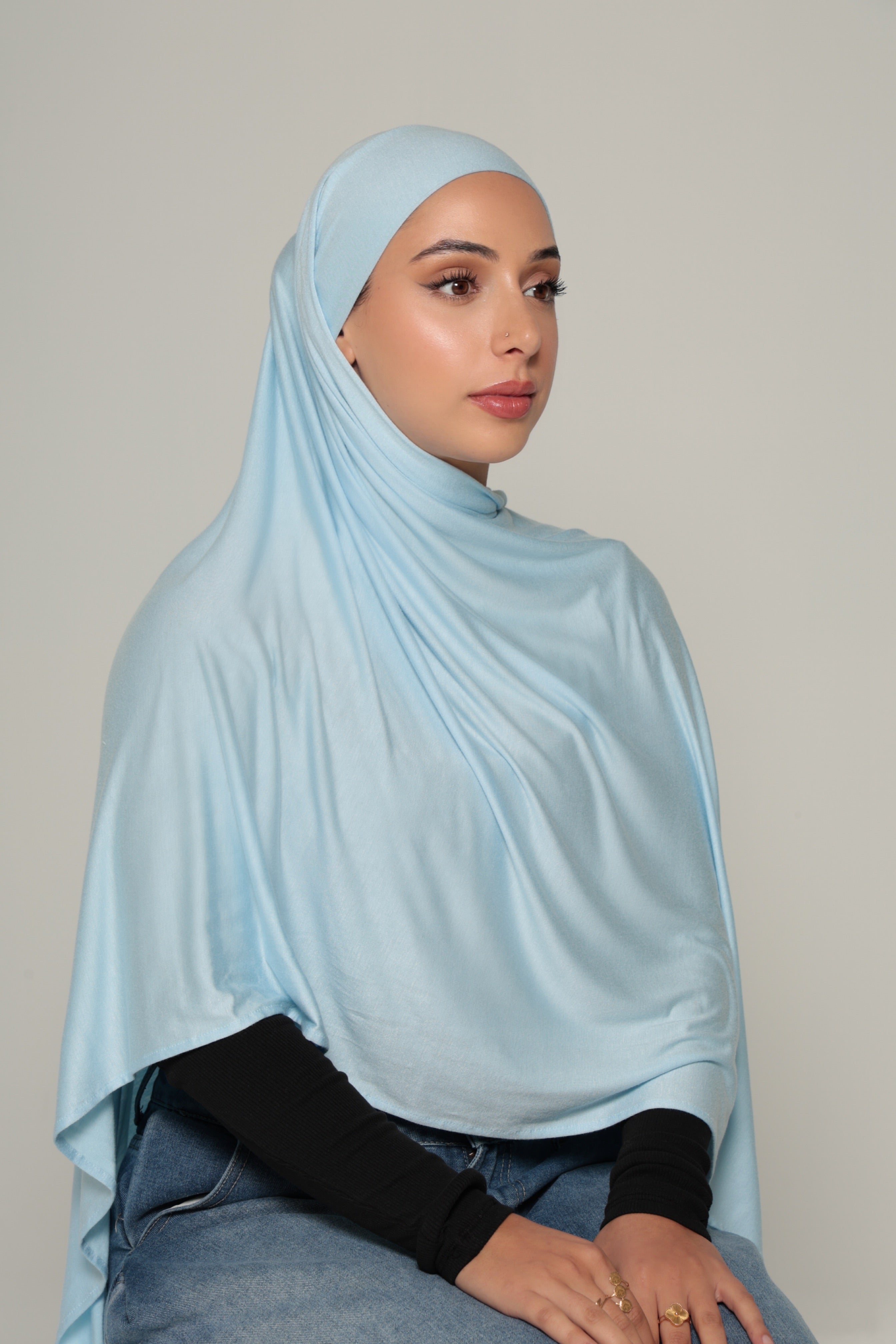 Baby Blue Jersey Tie Hijab