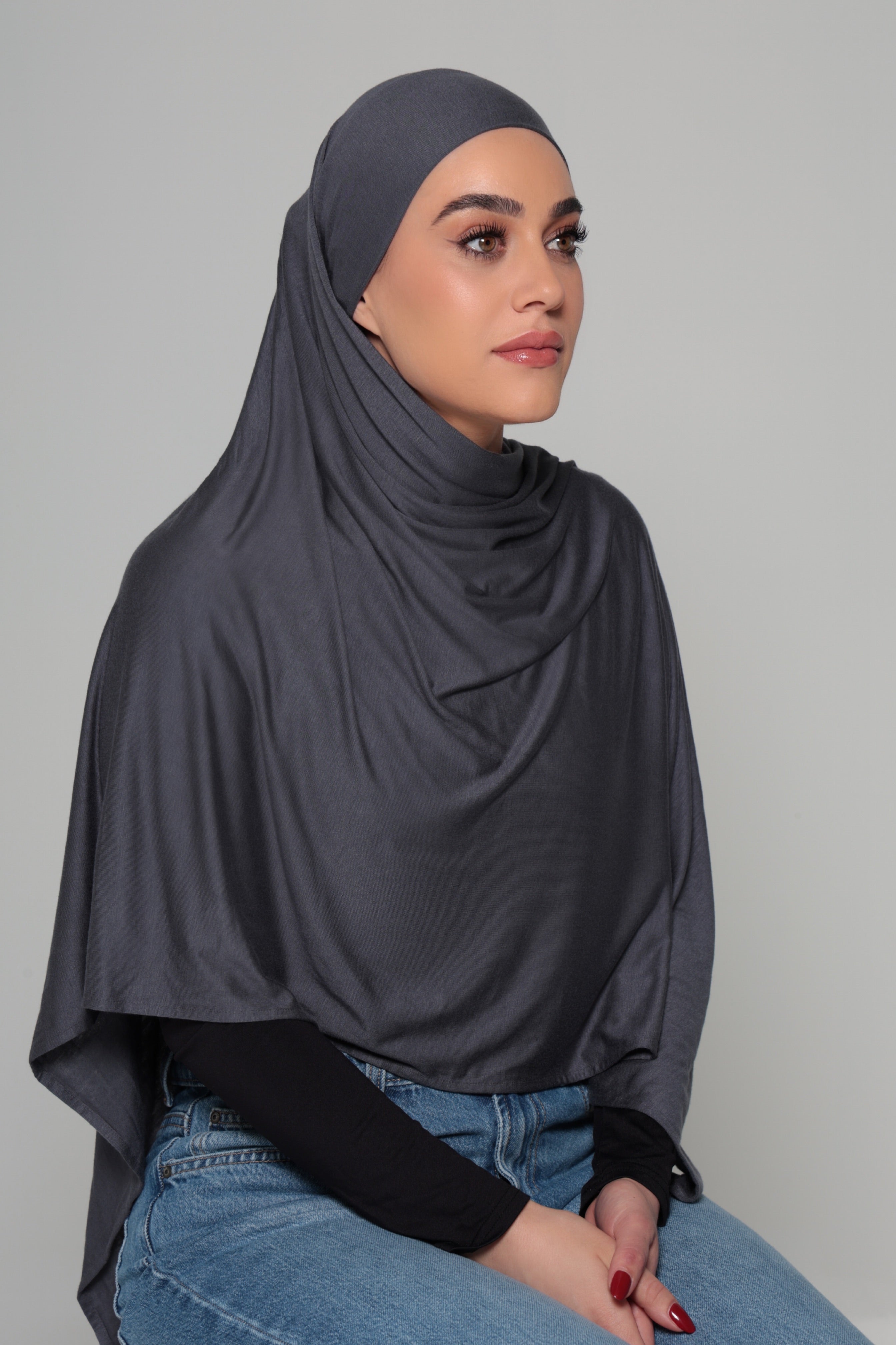 Slate Jersey Tie Hijab