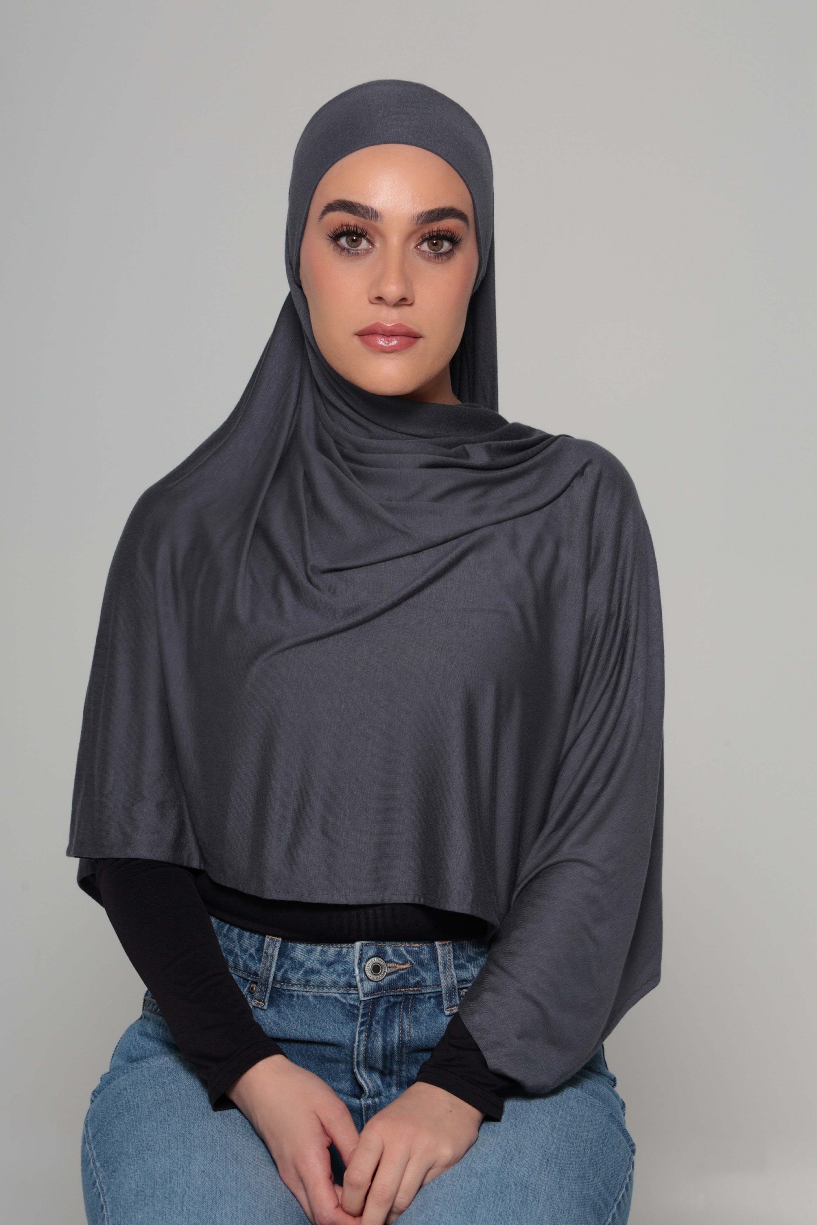 Slate Jersey Tie Hijab