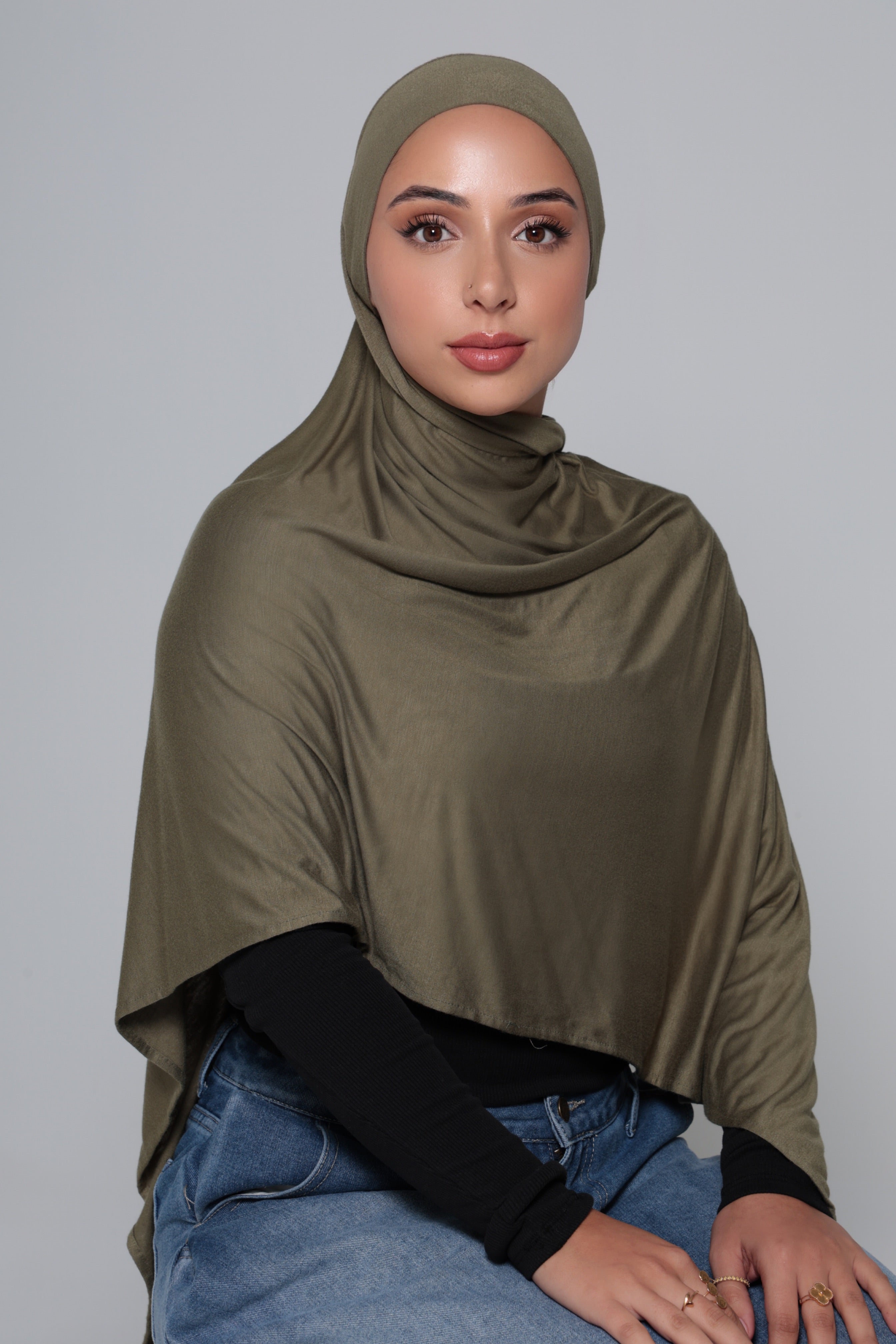 Olive Jersey Tie Hijab