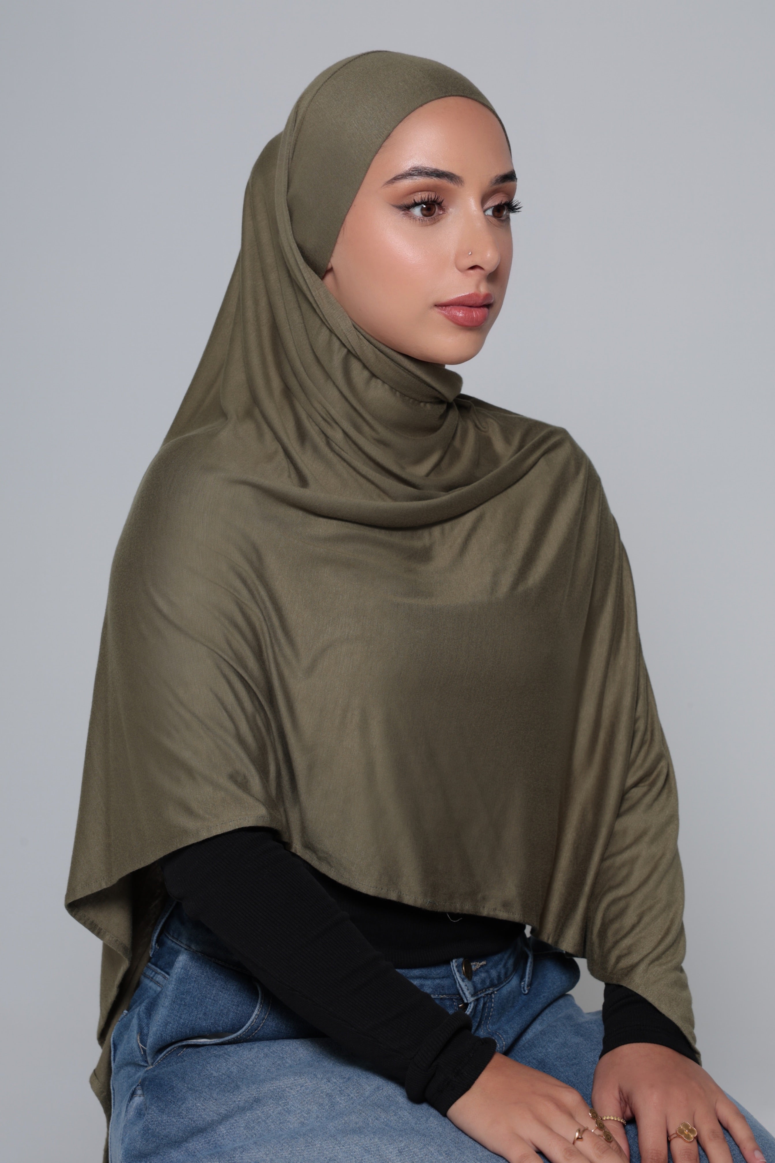 Olive Jersey Tie Hijab