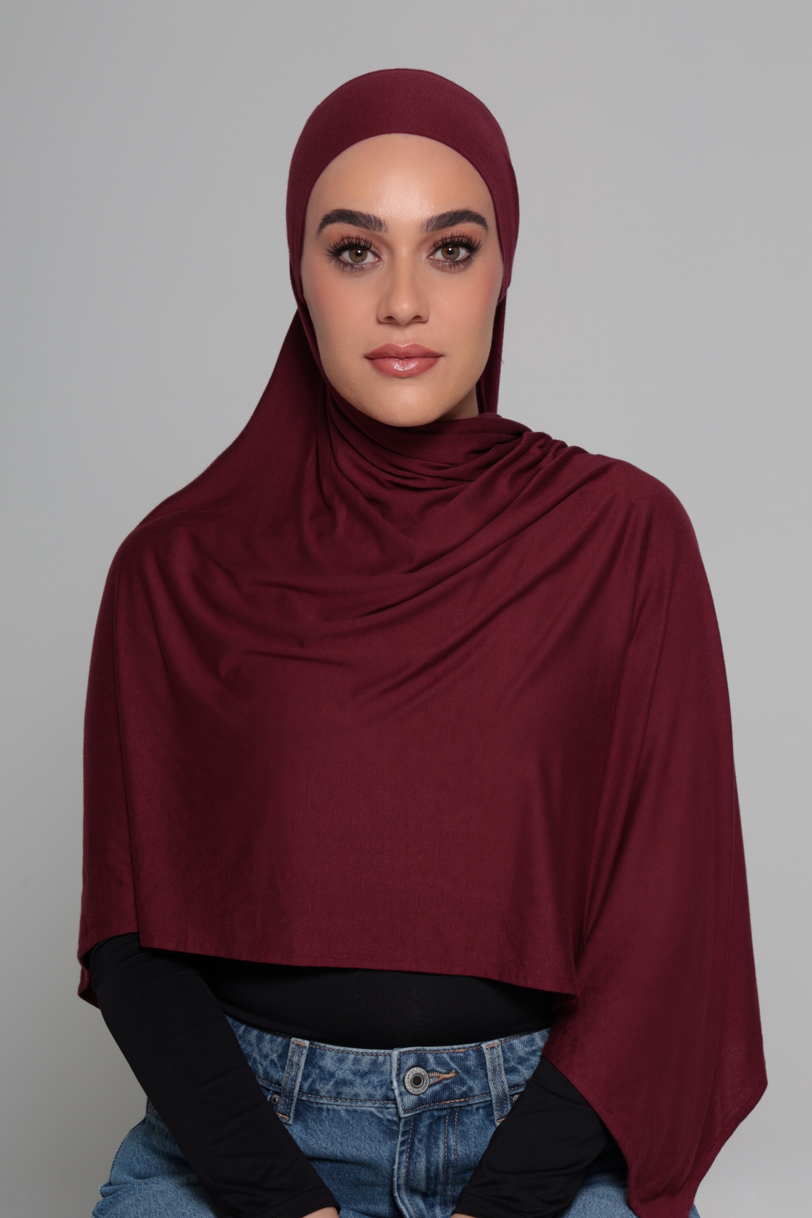 Wine Jersey Tie Hijab