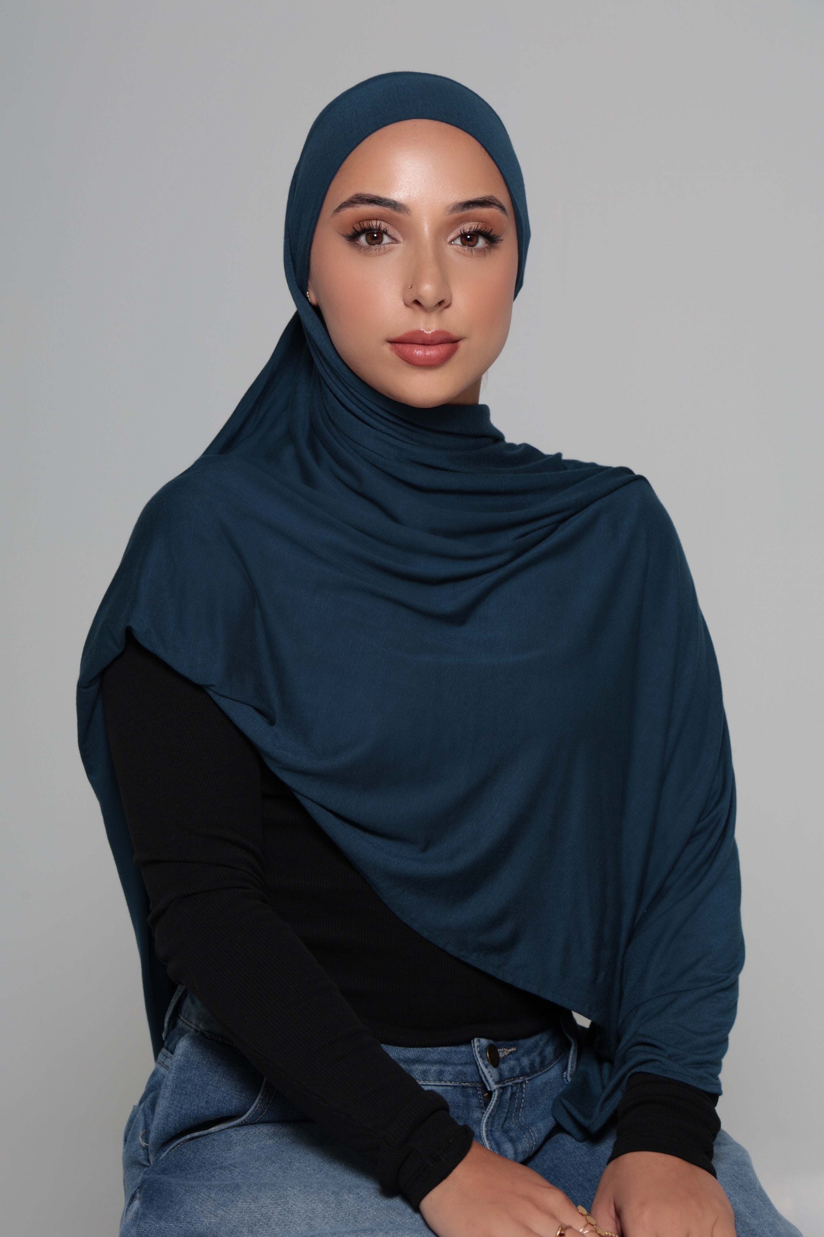 Deep Teal Jersey Tie Hijab
