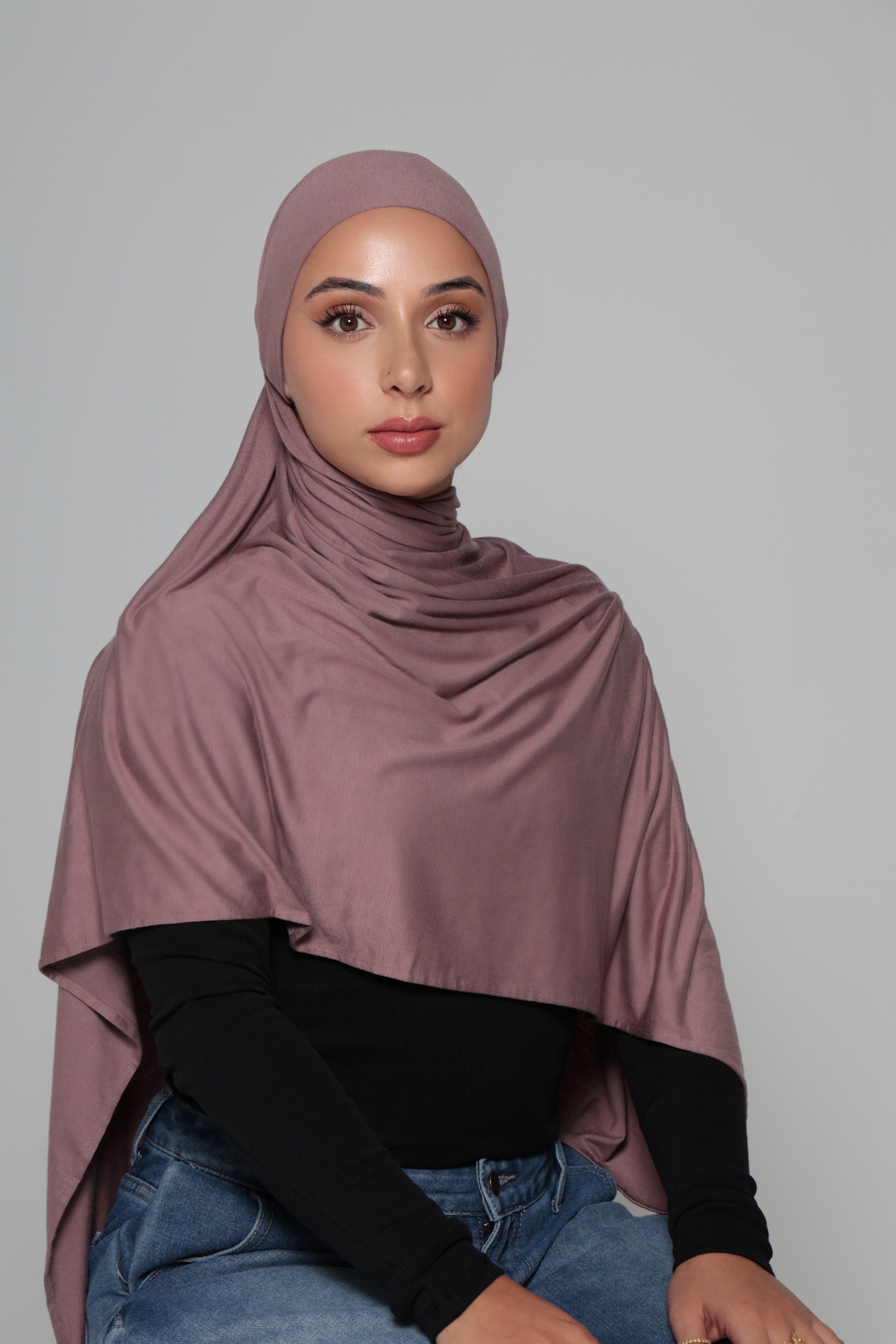 Mauve Taupe Jersey Tie Hijab