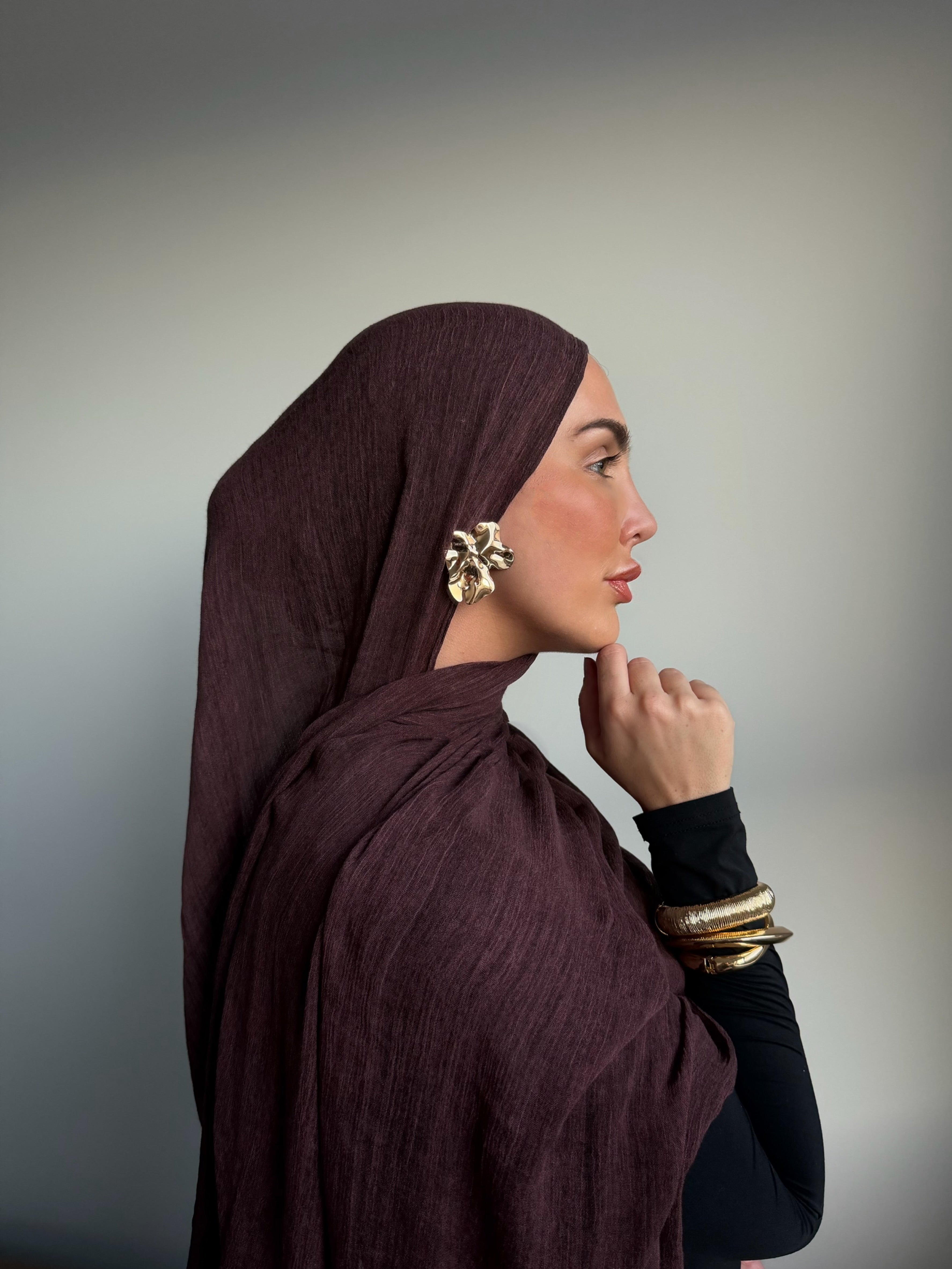 Plum Rayon crinkle hijab